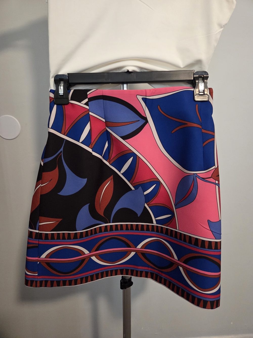 Zara Pink, Blue & Black Abstract Leaf Mini Skirt